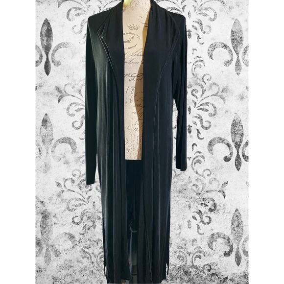 Chicos Travelers Womens 3/XL Slinky Black Open Evening Cardigan Goth Duster - Picture 1 of 10